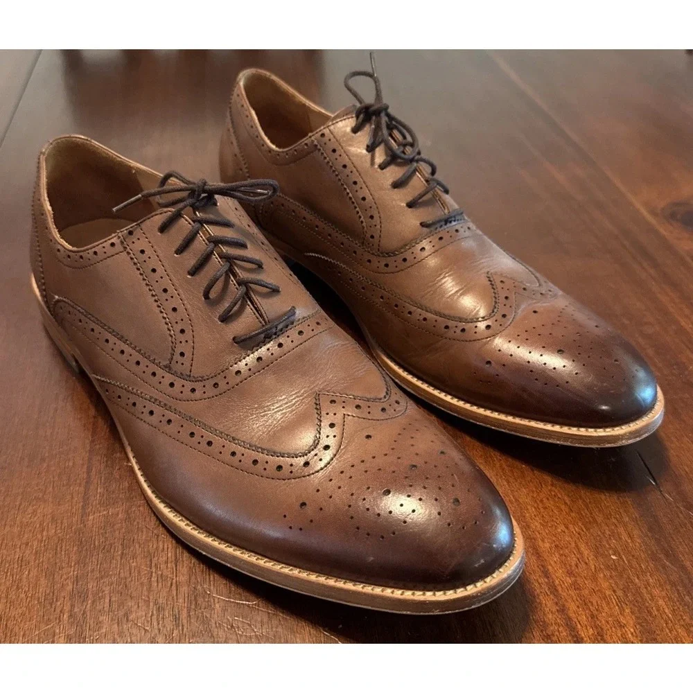 JWN John W Nordstrom Preston Men's 15 M Brown Leather Wingtip Oxford Dress Shoes
